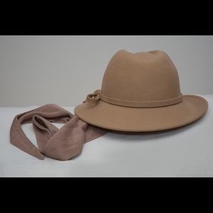 Classic hat with scarf to shield face built in